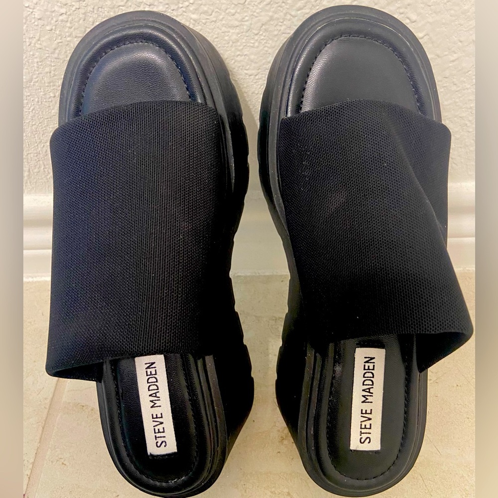 Steve Madden Black Slide Sandals